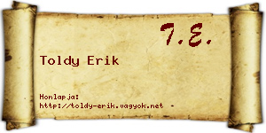 Toldy Erik névjegykártya